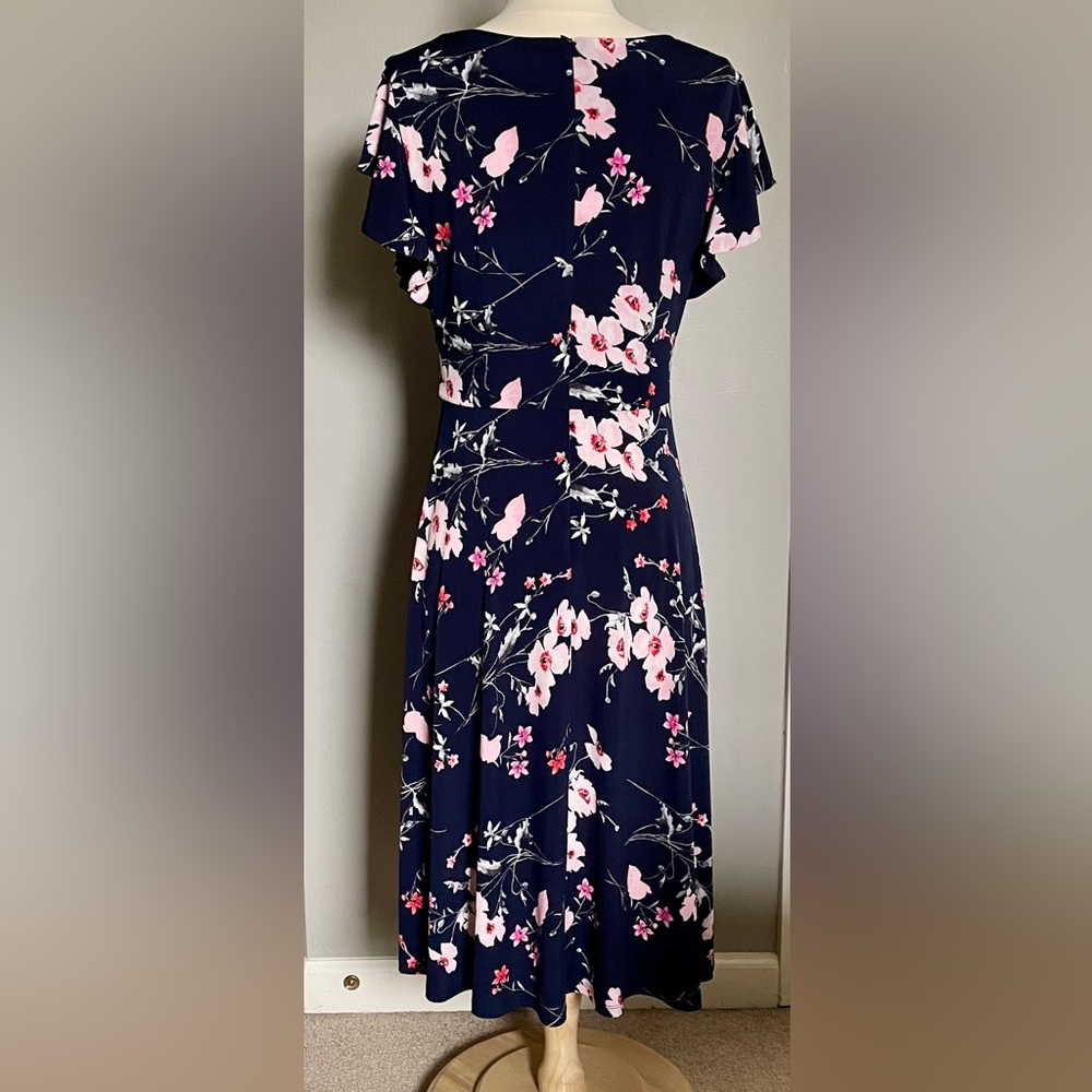 Jessica Howard Floral Navy Midi Dress, Size 6 - Picture 5 of 8